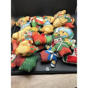 Vintage Lot Of 16- 1978 Soft Cloth Fabric Christmas Ornaments